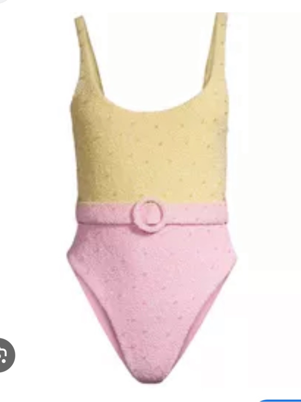 Yellow & Pink Textured One-Piece Swimsuit with Belt